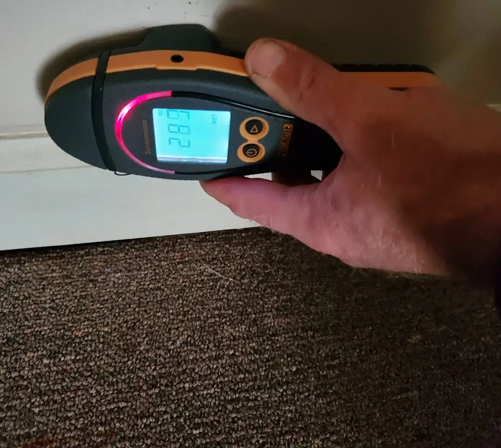 Moisture detection at baseboard during Storm Damage Restoration in Cahokia Heights